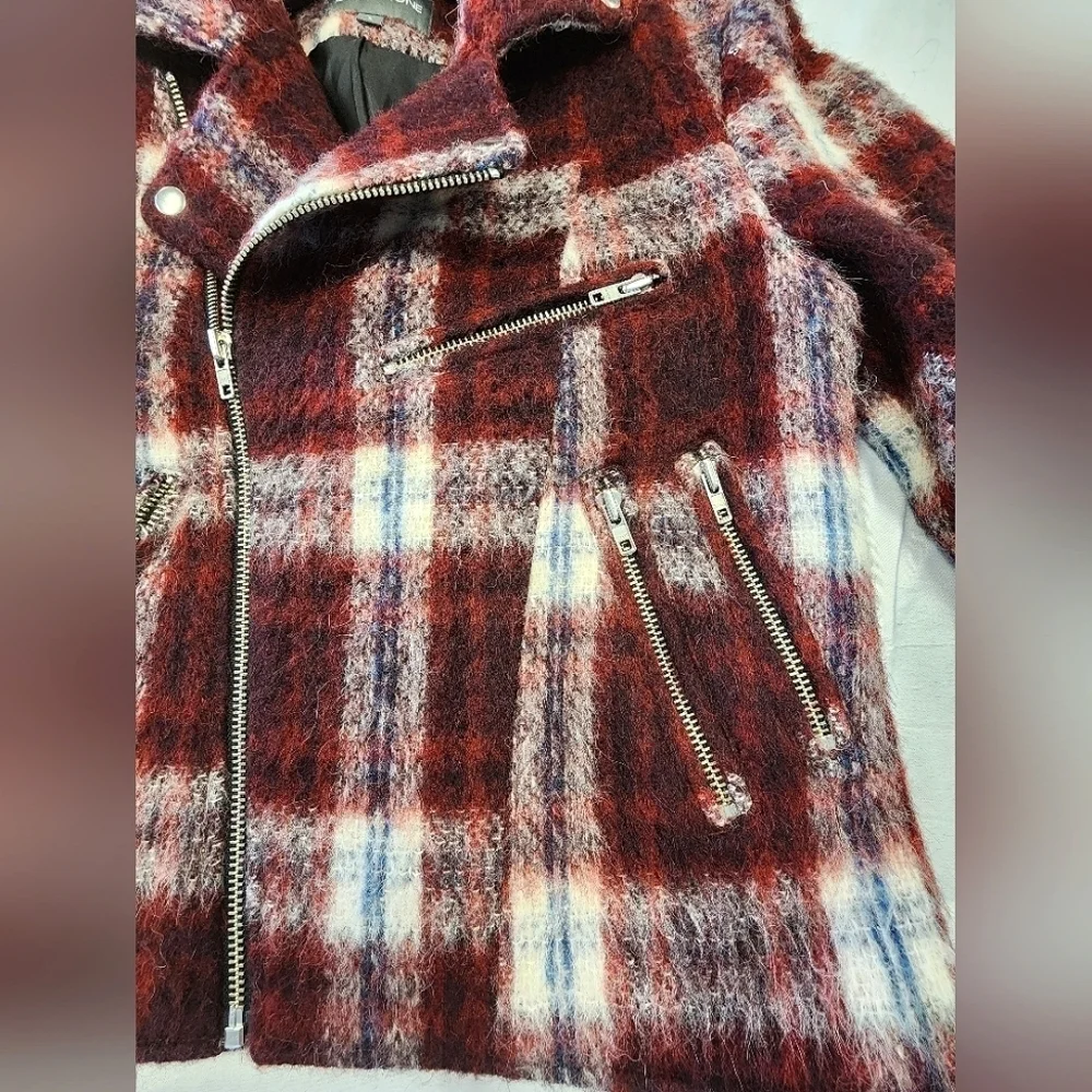 Slate & Stone Women's Plaid Wool-l Blend Biker Jacket, size Small